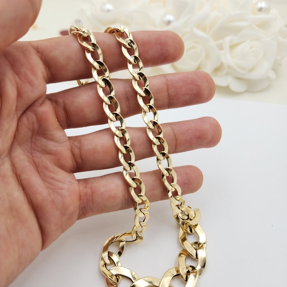 Real 14k Gold Fancy Cuban Necklace - 18 Inches - Picture 5 of 7